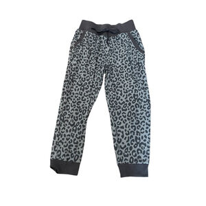 URBAN SUPPLY Grey Soft Leopard Print Elastic Drawstring Waist Crop Pant M